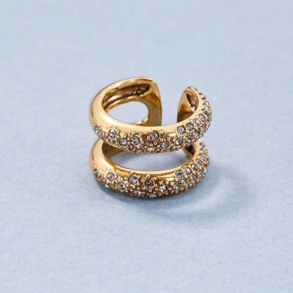 Podwójna pozłacana obrączka z kryształkami. PASSO DOBLE