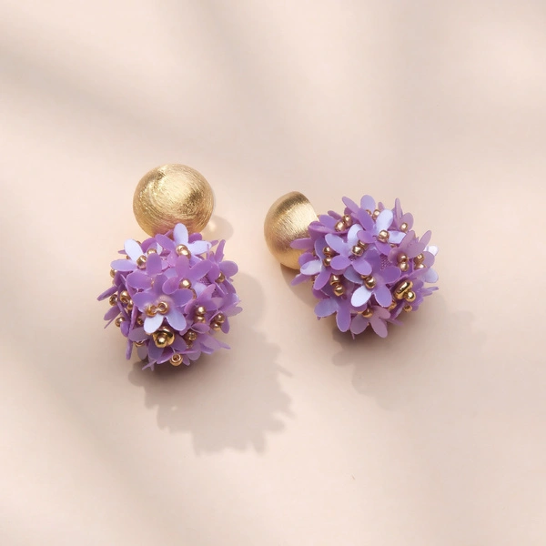 Wiszące kolczyki kule z lawendowymi kwiatkami. LAWENDOWA ŁĄKA