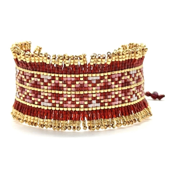 Szeroka bransoletka z paciorków Miyuki ze wzorem. SANGRIA DE FRUTAS