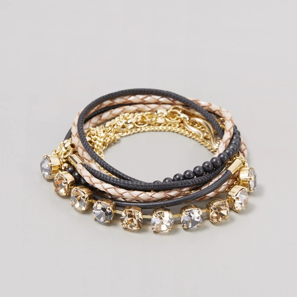 Skórzana bransoletka z kryształkami i koralikami. PIASKI TEL AWIWU