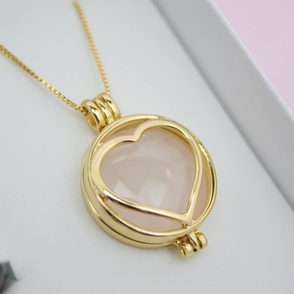 Złocony wisiorek z sercem i 7 wymiennymi kamieniami. SIEDEM BARW MIŁOŚCI