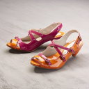 Tańcz do rana!. Różowo-pomarańczowe sandały na niskim obcasie r. 37